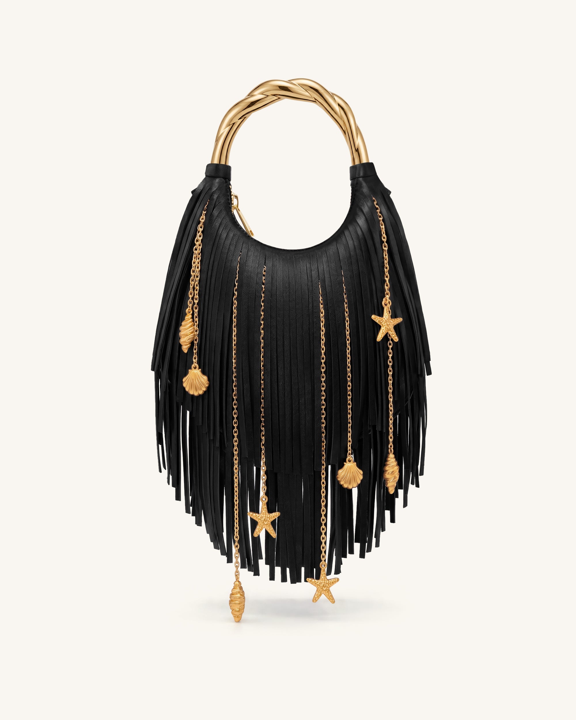 Chloe Metal Handle Fringe Top Handbag - Black – JW PEI LATAM