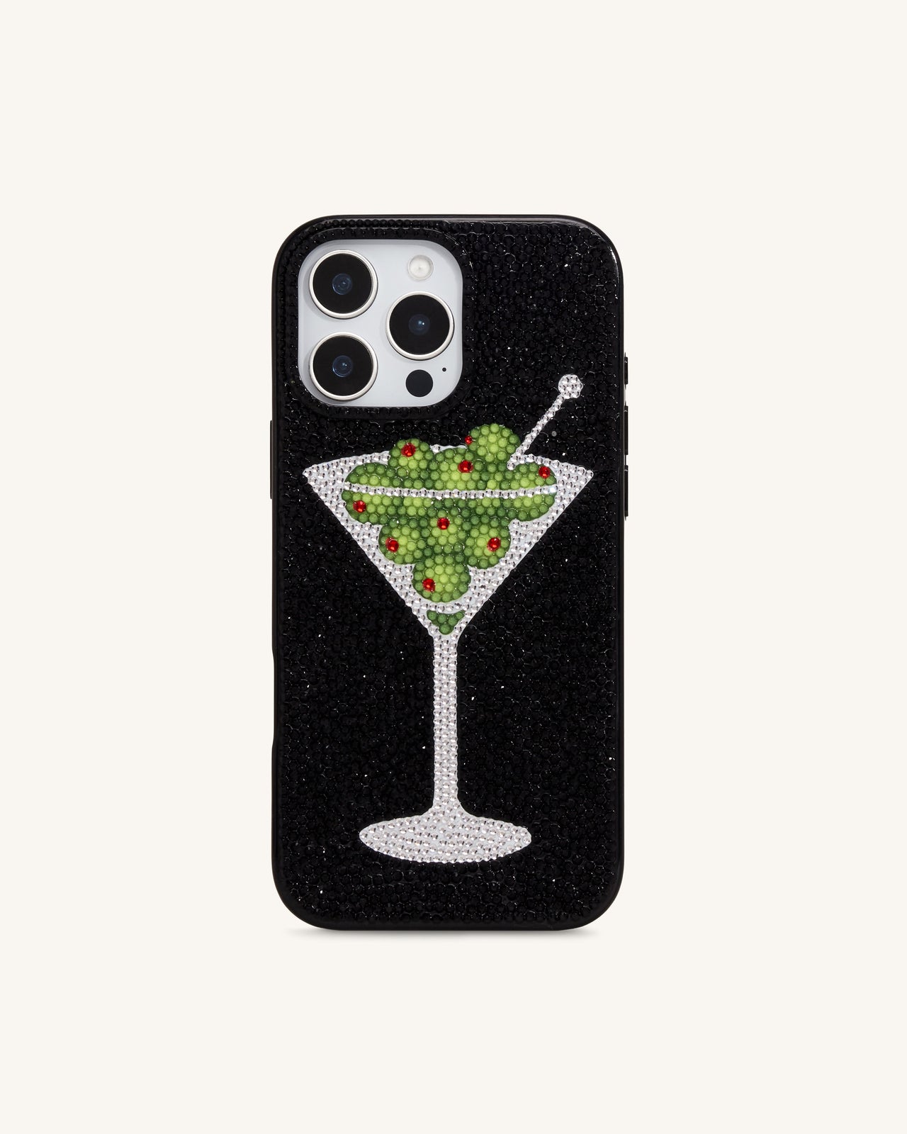 Olive Martini Artificial Crystal Phone Case - Black