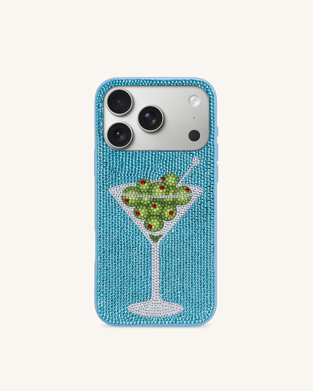 Olive Martini Artificial Crystal Phone Case - Light Blue