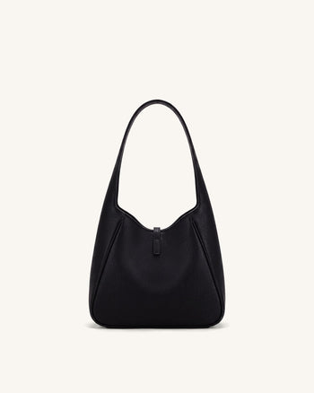 Bruna Pebbled Hobo Bag - Black