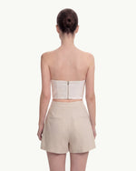 Woven Cotton Tailored Shorts - Beige