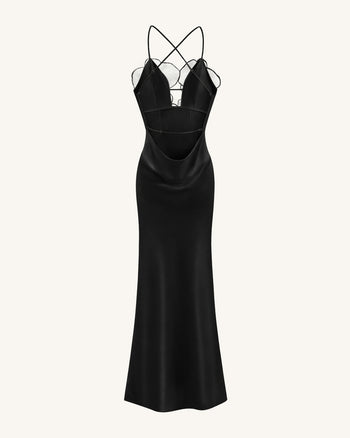 Orchid Embroidered Dress – Black/White