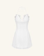 Flower Embroidered Mini Dress - White