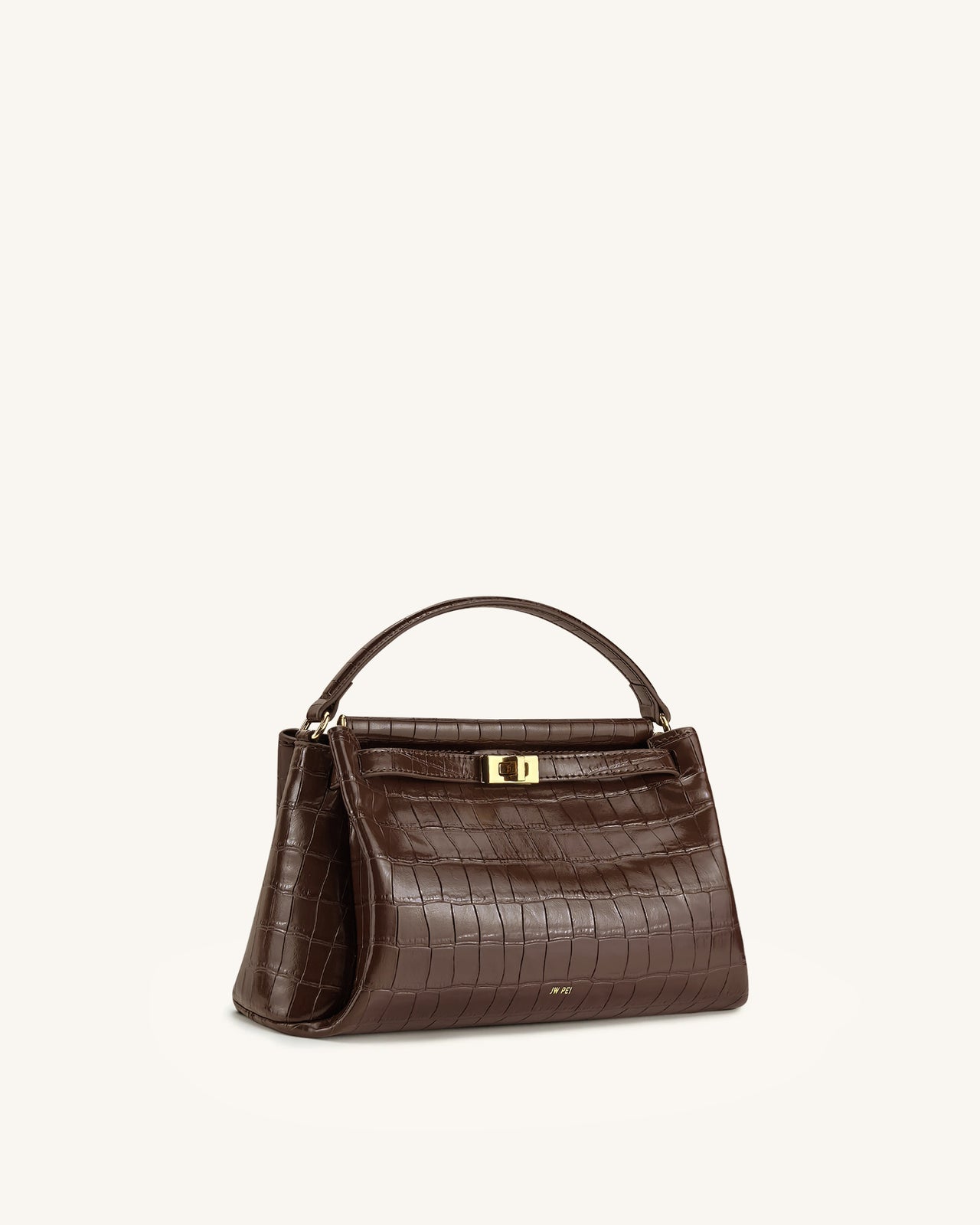 Carmen Top Handle Bag - Dark Brown Croc