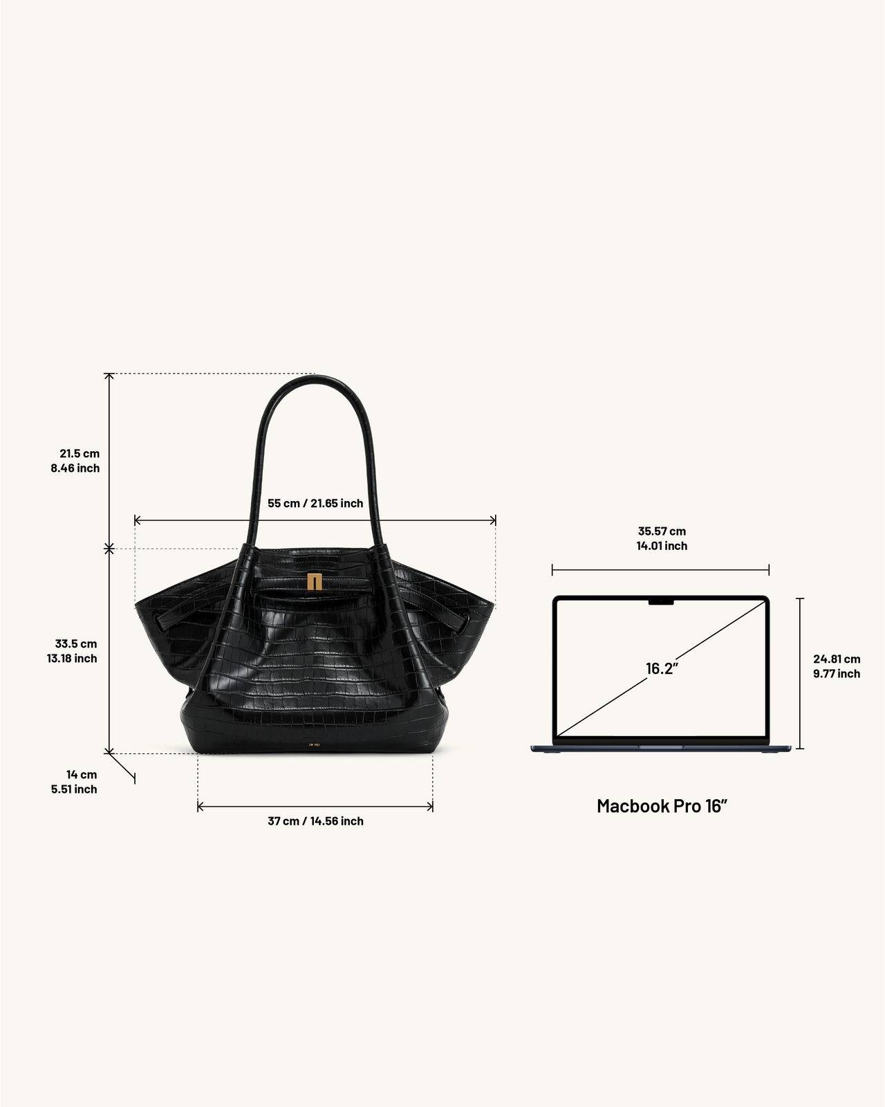 Hana Large Tote Bag - Black Croc