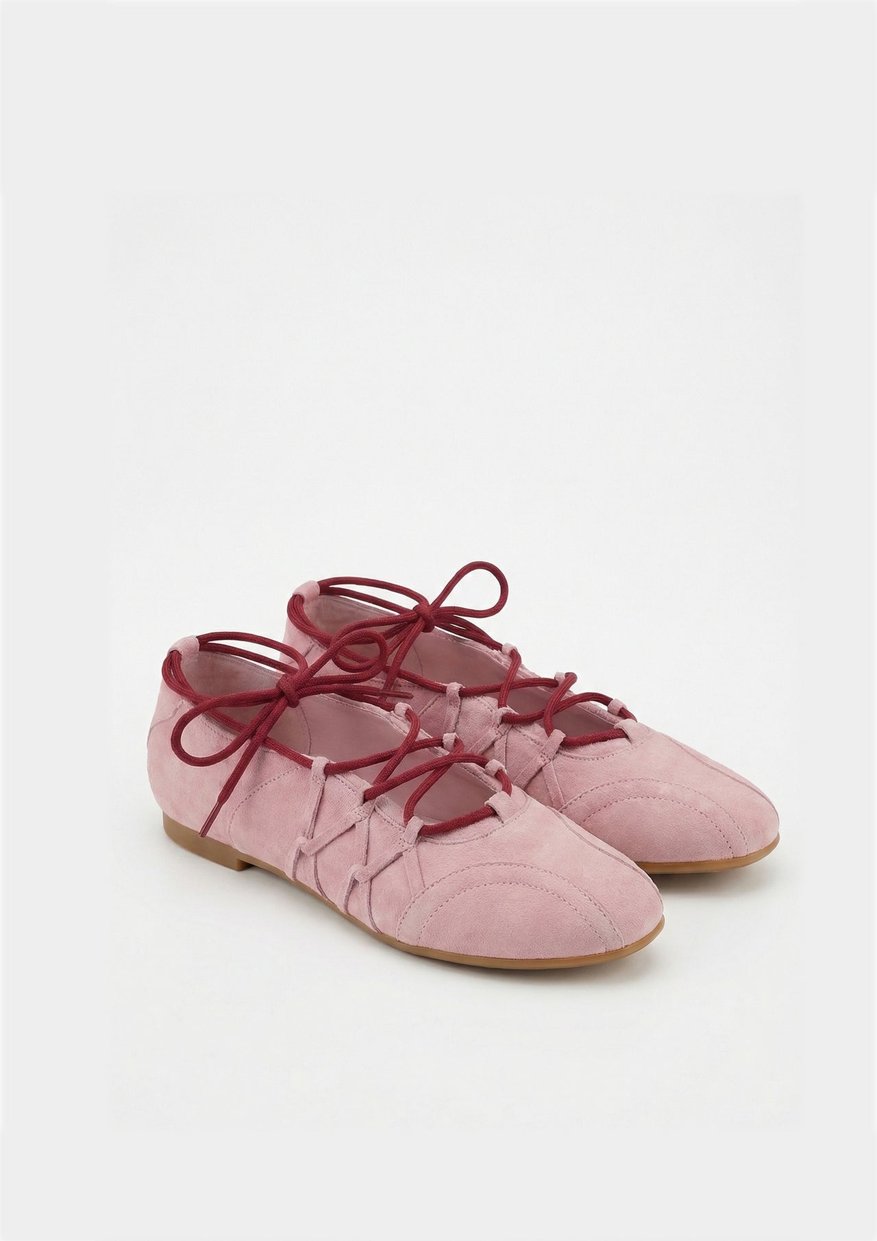 Iria Lace-Up Ballet Flats - Dusty Rose