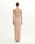 Ribbed Knit Cutout Maxi Dress - Pink