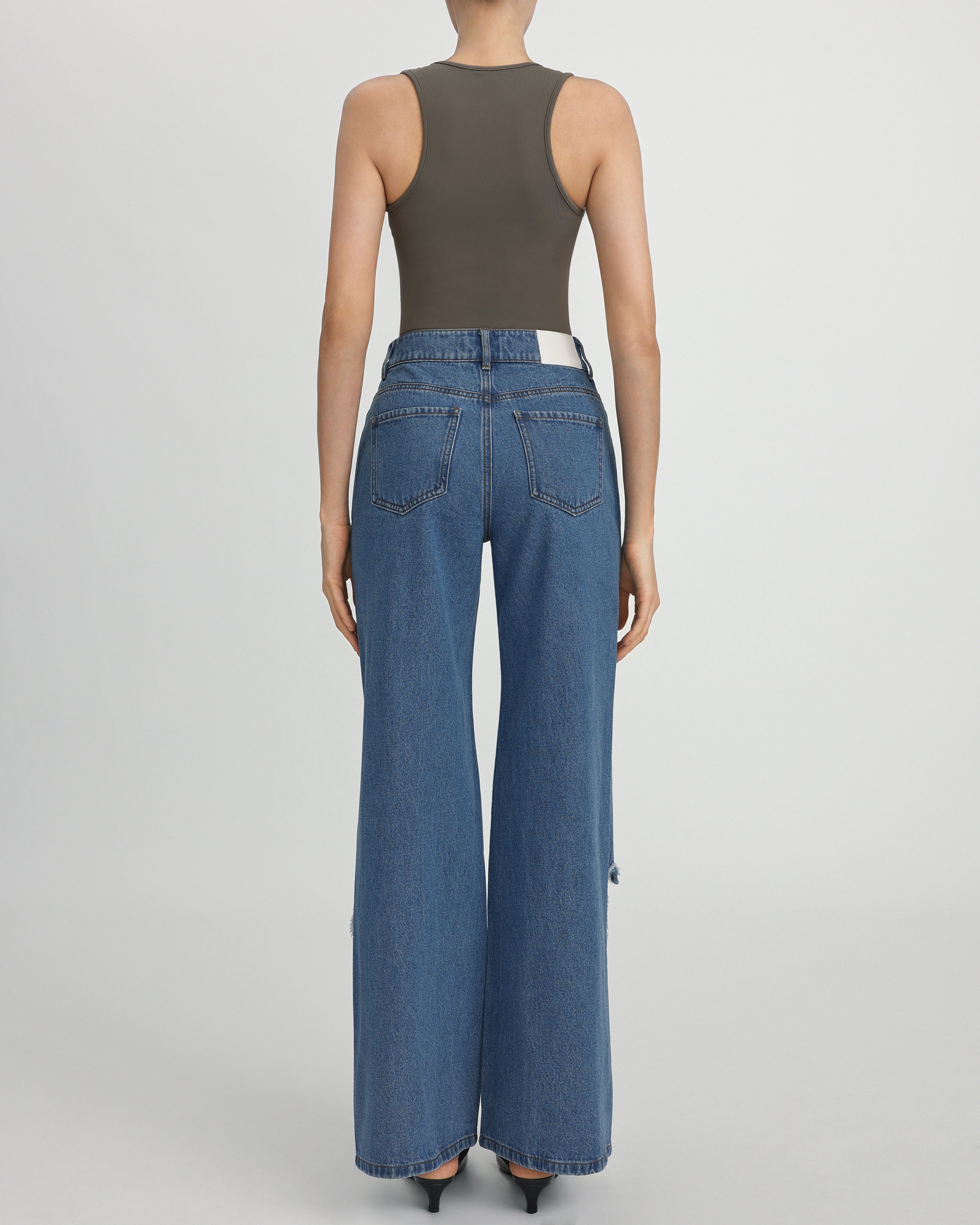 Sophia Embellished Heart Cut-Out Denim Jeans - Medium Blue - JW