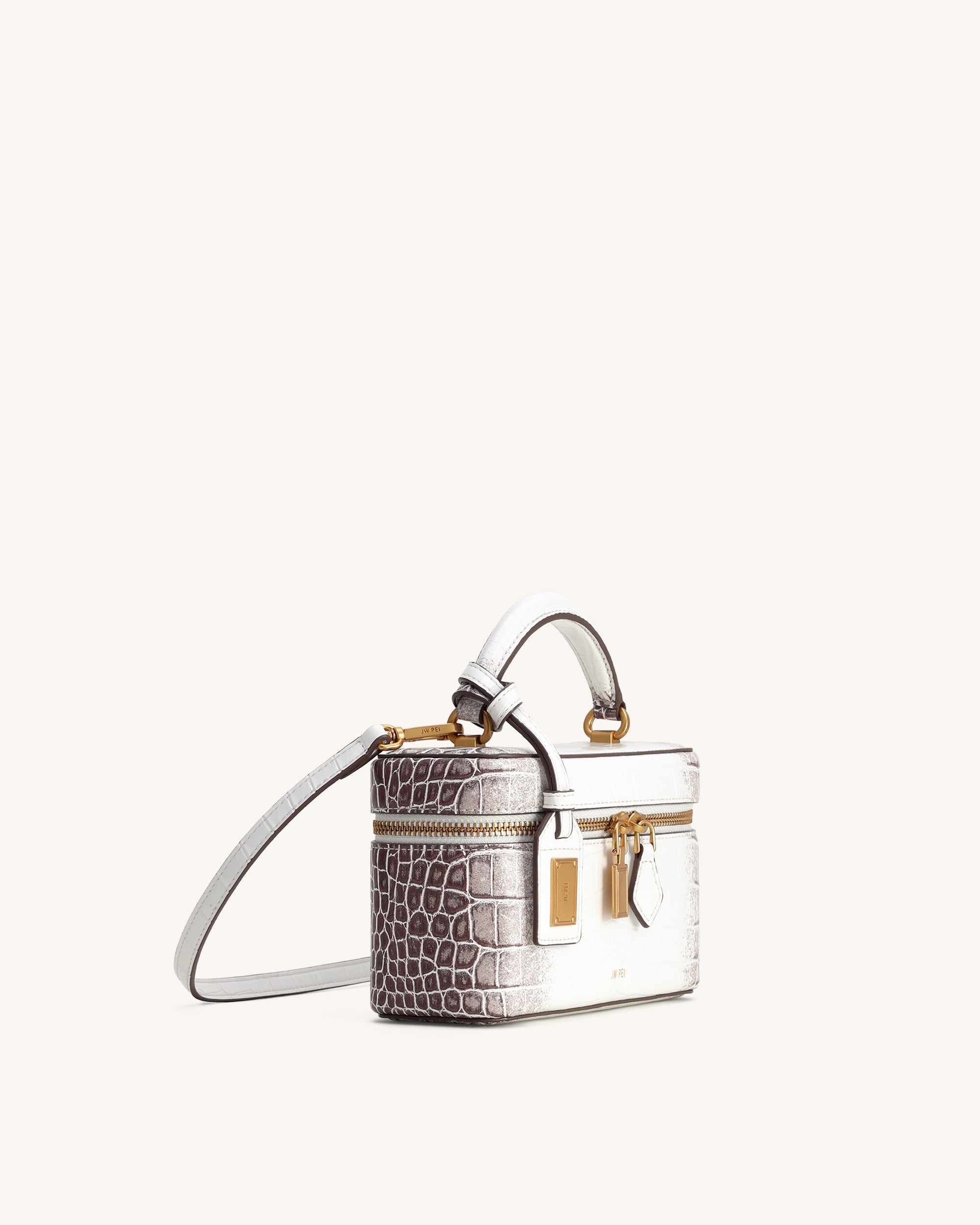 Cleo Box Shape Top Handle Bag - White Croc - JW PEI LATAM
