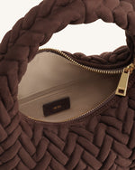 Cora Faux Suede Quilting Handle Bag - Dark Brown