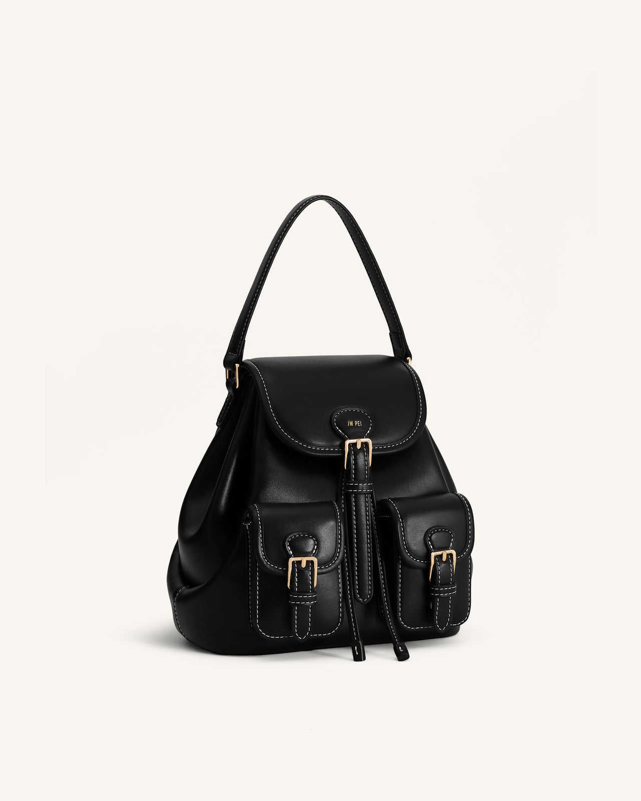 Harper Buckle Pocket Backpack - Black