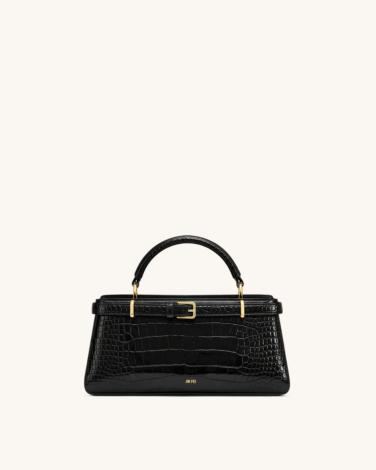 Elena Classic Top Handle Bag - Black Croc