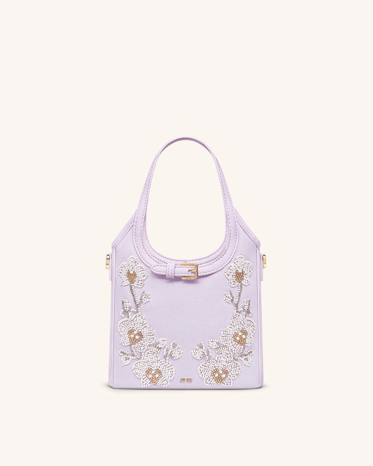 Brooke Mini Belted Embellished Orchid Beaded Top Handle Bag - Lavender