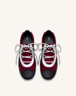 Caitlin Faux Suede Lace-up Ballerina Sneakers - Burgundy & Light Grey