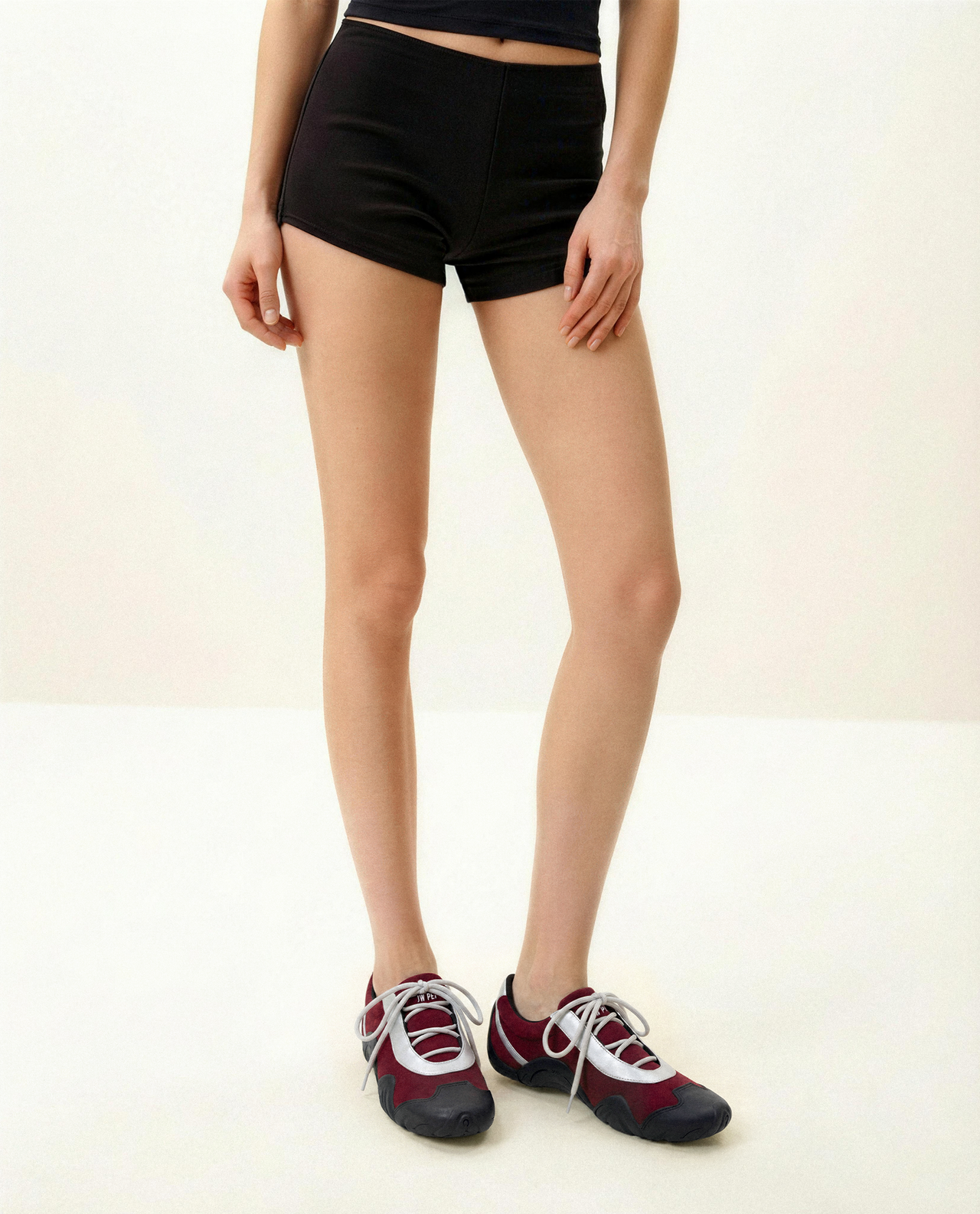 Caitlin Faux Suede Lace-up Ballerina Sneakers - Burgundy & Light Grey