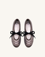 Erika Topstitching Lace-up Ballet Flats - Dark Brown