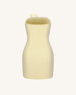 3D Floral Appliqué Strapless Mini Dress - Yellow