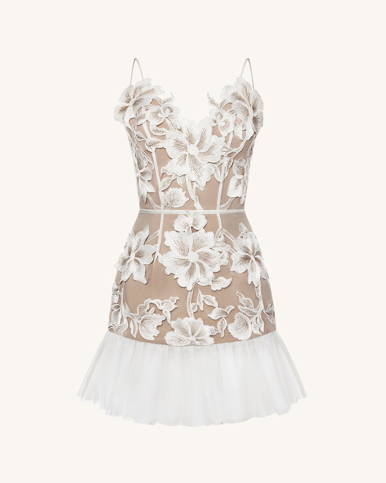 Floral Sling Mini Dress - White