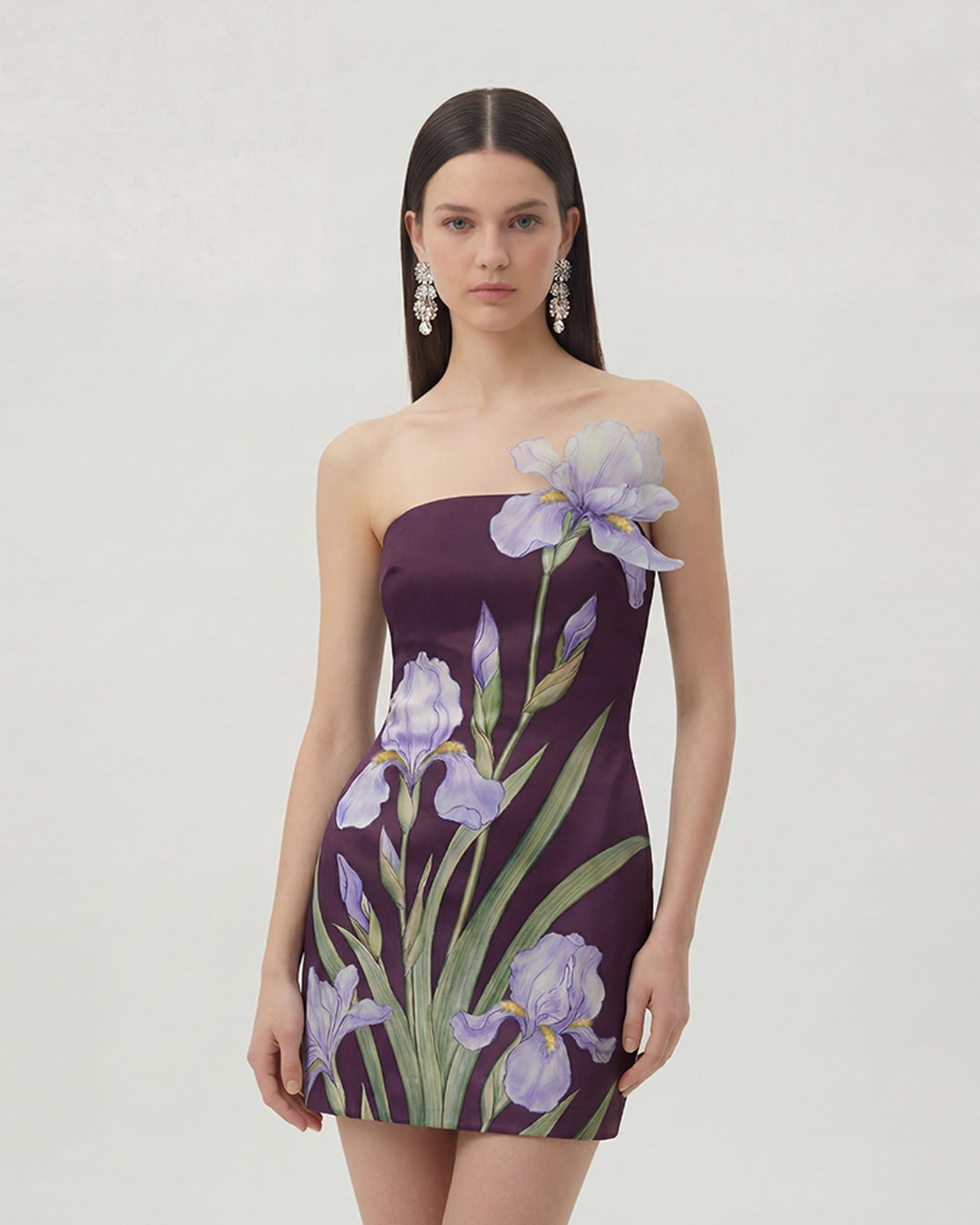 Floral Printed Mini Dress - Purple