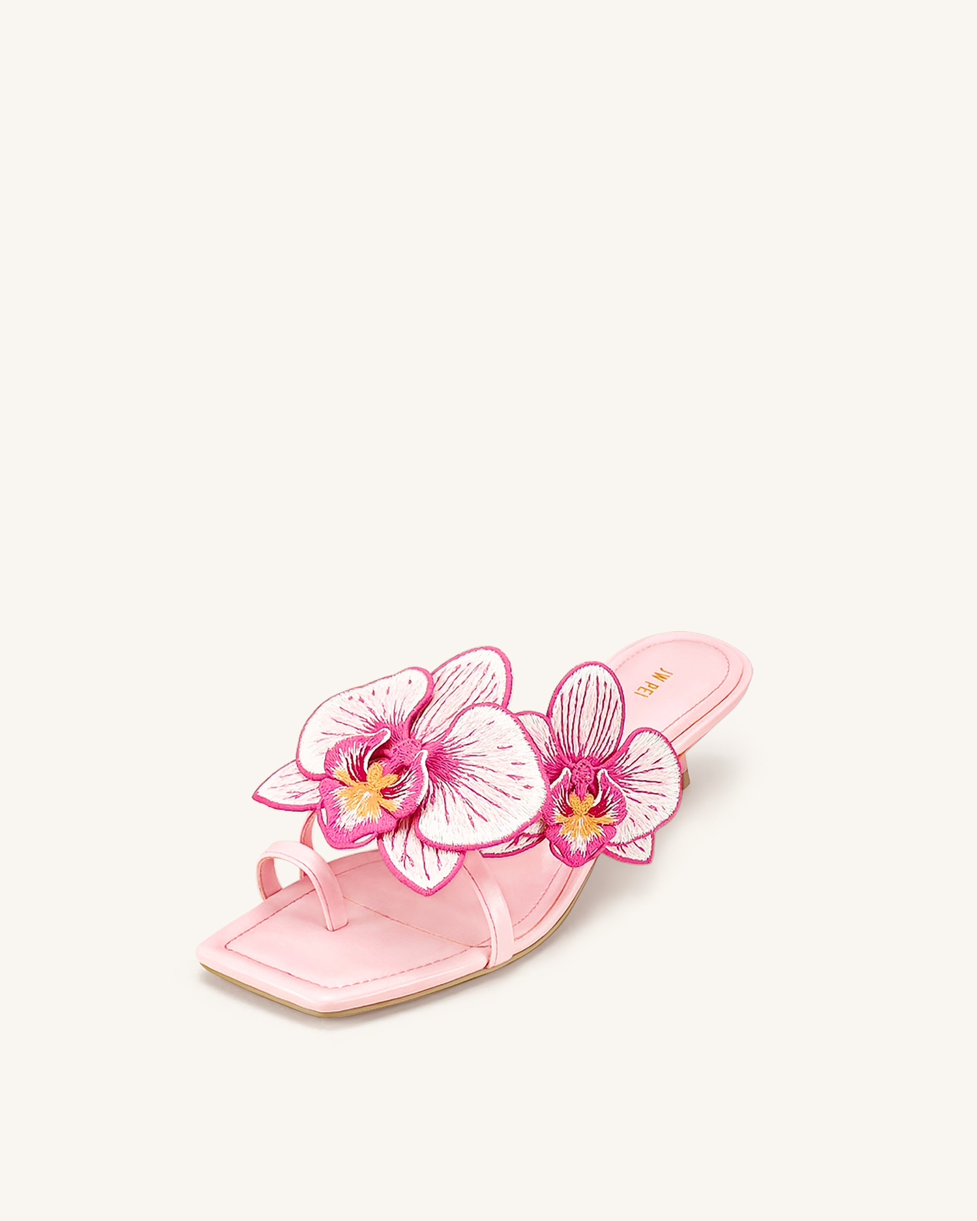 Serena Orchid Embroidered Toe Ring Heeled Sandals - Baby Pink – JW