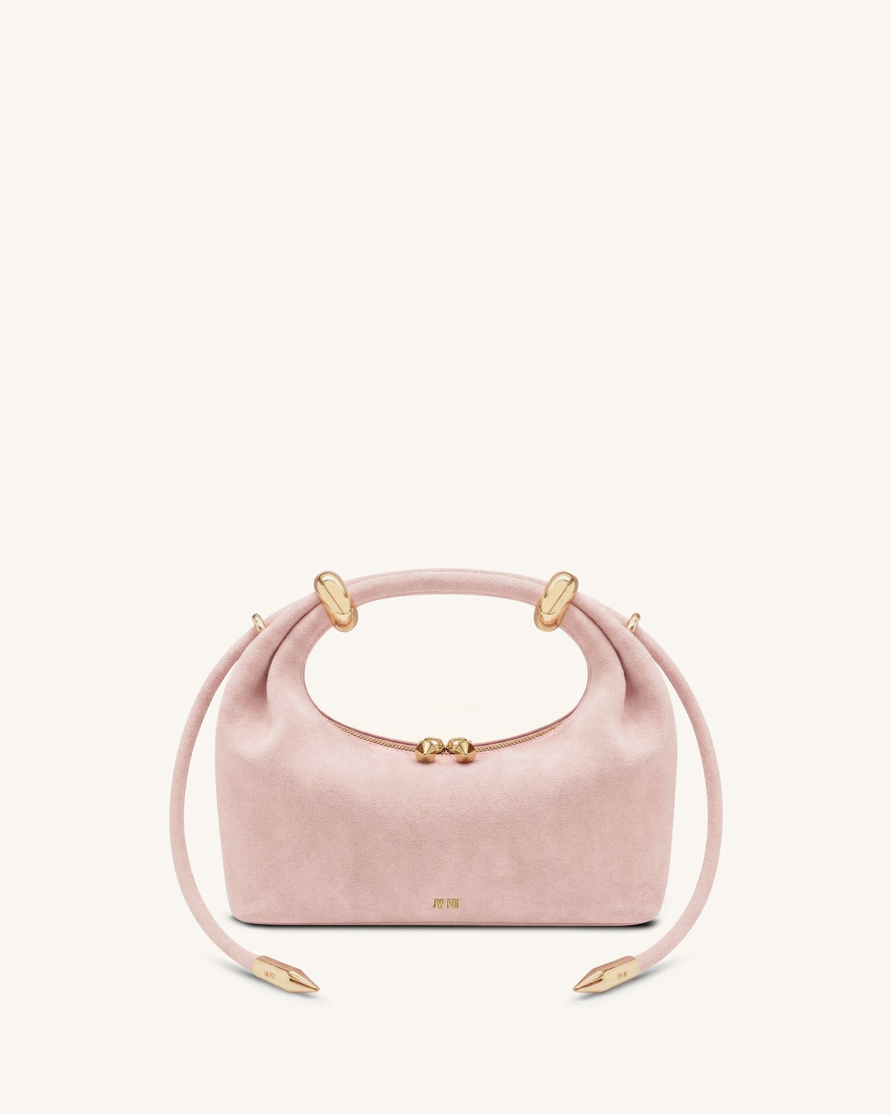 Ellie Faux Suede Metal Ring Embellished Top Handle Bag - Pink