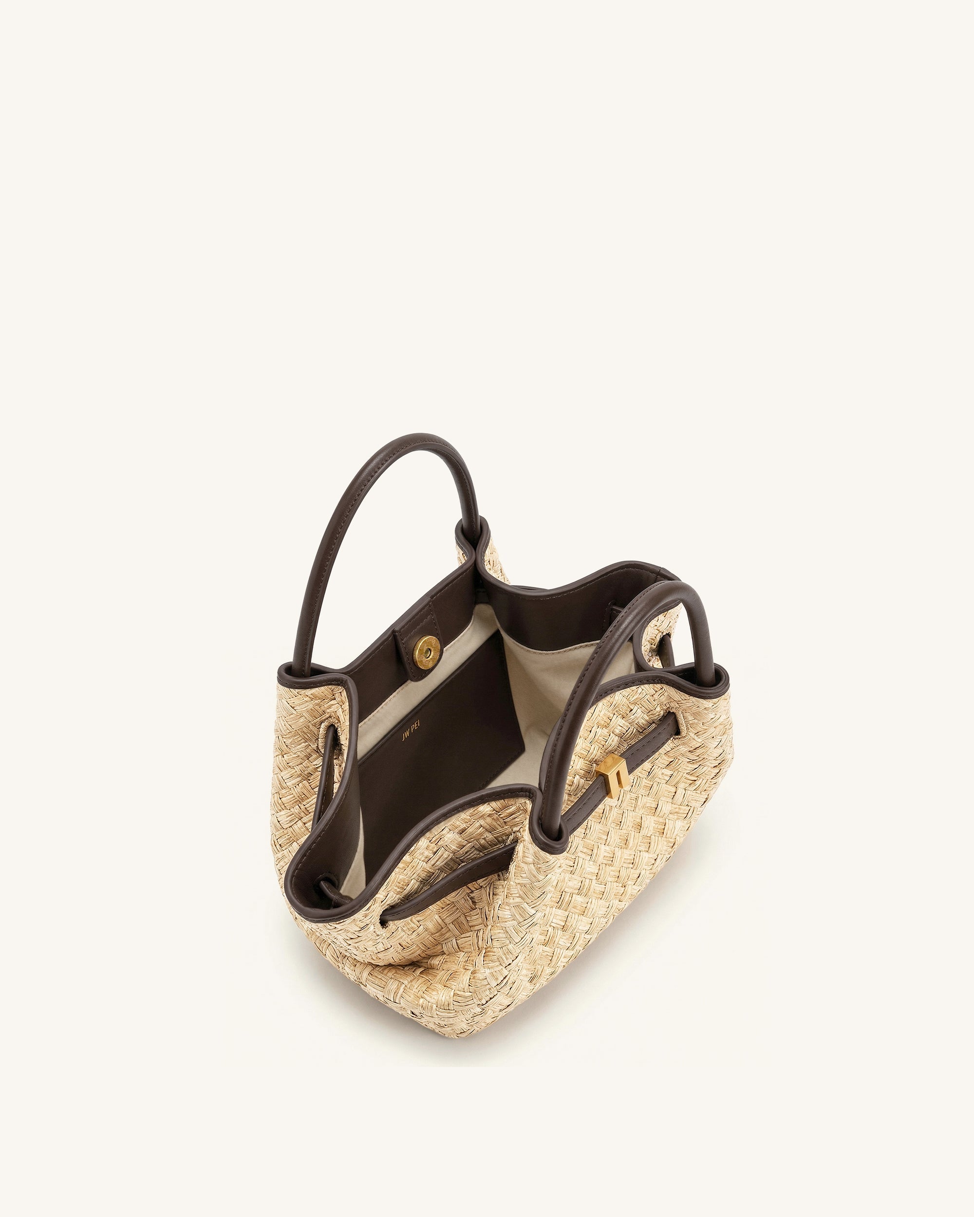 Hana Mini Faux Straw Tote Bag - Brown - JW PEI LATAM