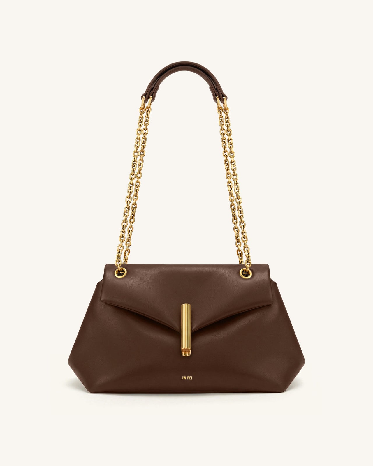 Valerie Chain Flap Shoulder Bag - Dark Brown