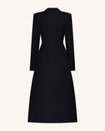Structured Peak-Lapel Cutaway Maxi Blazer - Black