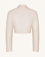 Structured Power-Shoulder Cropped Blazer - Beige