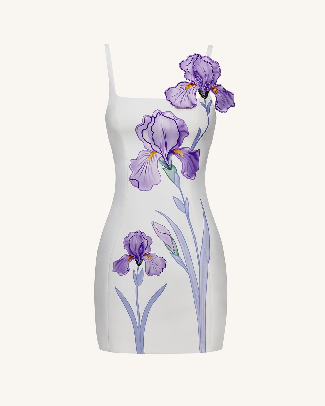 Iris Floral Print Strappy Bodycon Mini Dress - White