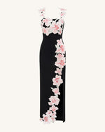 Flower Embroidered Dress - Black/Pink