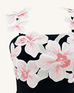 Flower Embroidered Dress - Black/Pink