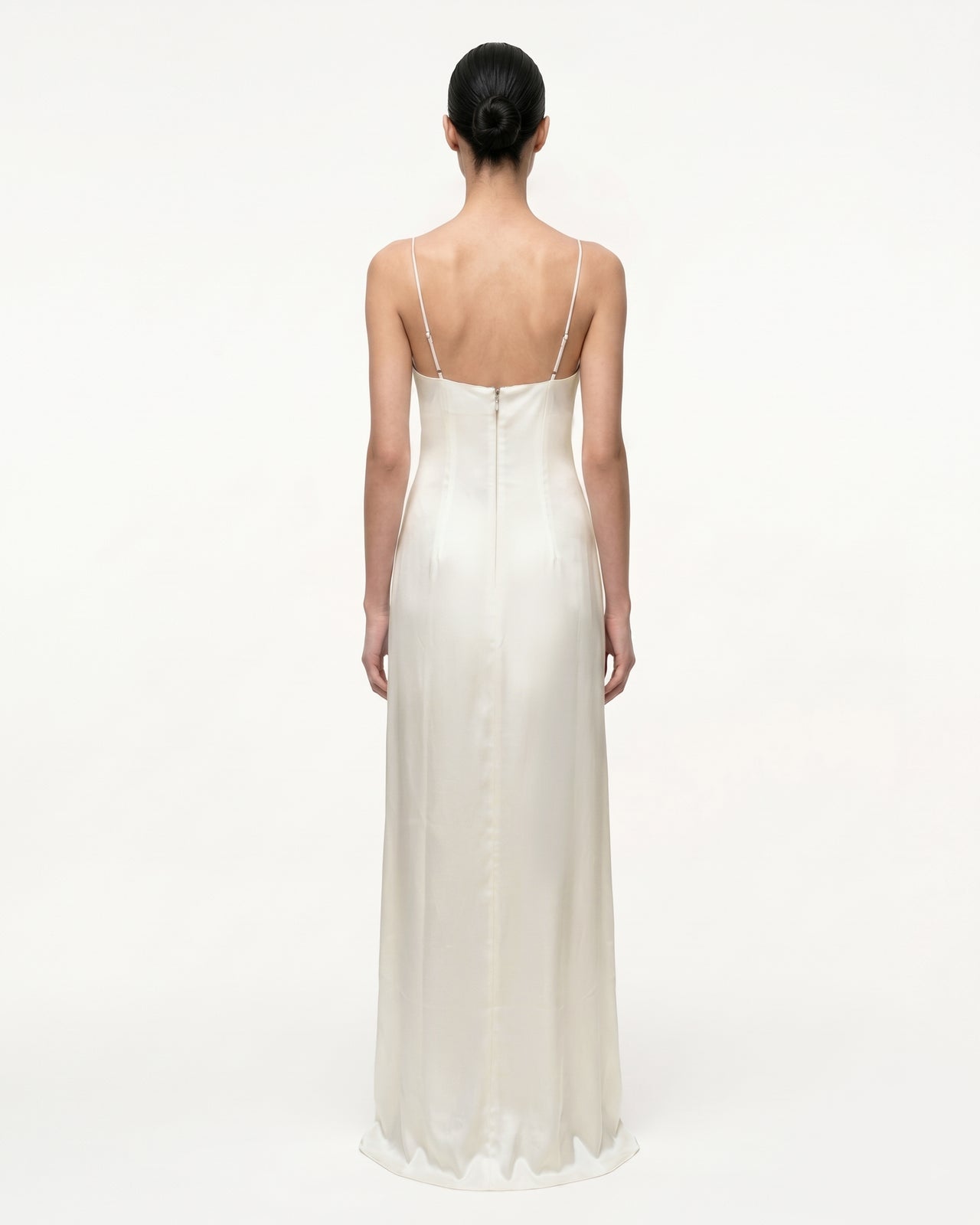 Iris Motif Satin Slip Gown - White