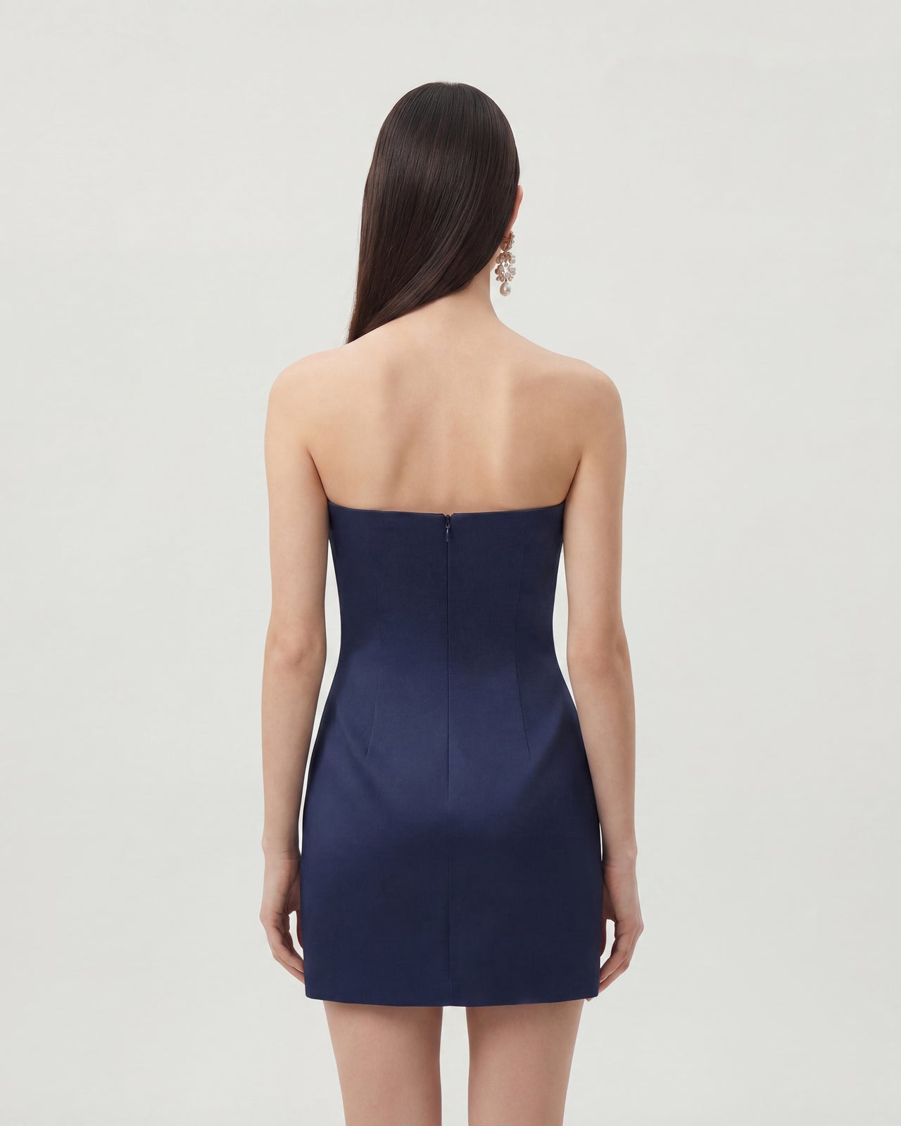 Floral Printed Mini Dress - Navy blue