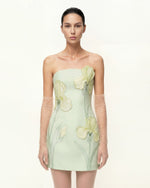 Iris Floral Print Strapless Dress - Green
