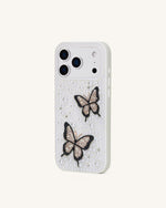 Butterfly Pearl Embellished Phone Case - White