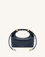 Ellie Metal Ring Embellished Top Handle Bag - Navy
