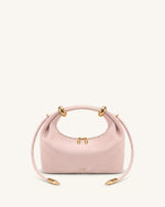 Ellie Faux Suede Metal Ring Embellished Top Handle Bag - Pink