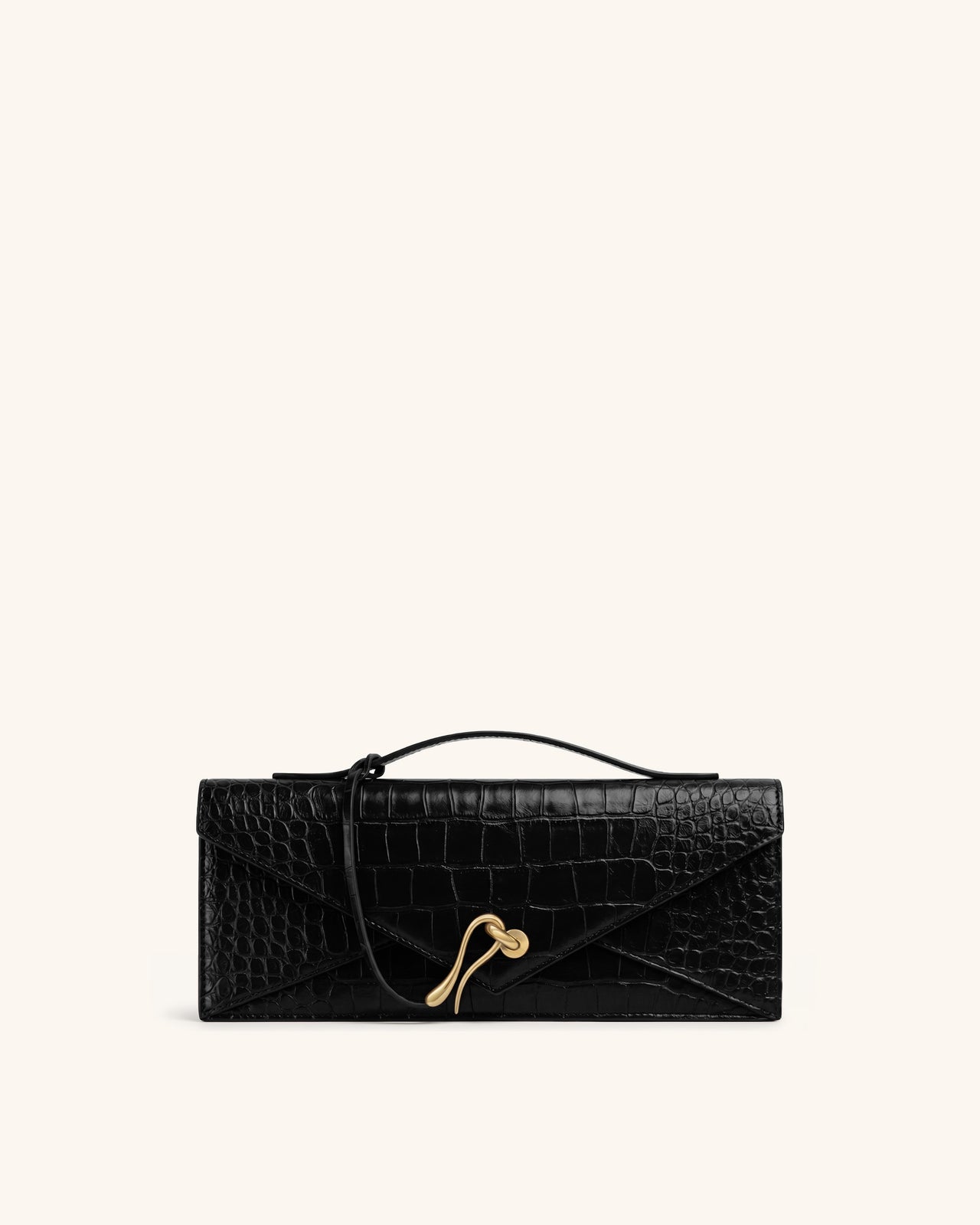 Celeste Envelope Top Handle Bag - Black Croc