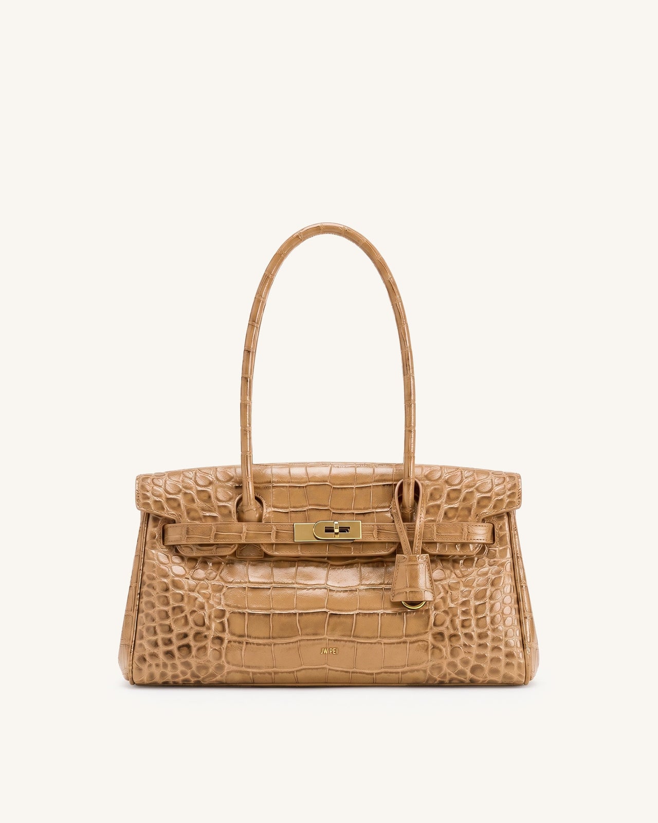 Yara Shoulder Bag - Light Khaki Brown Croc