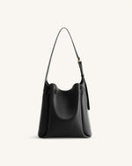 Charlene Double Buckle Hobo Bag - Black
