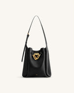 Charlene Double Buckle Hobo Bag - Black