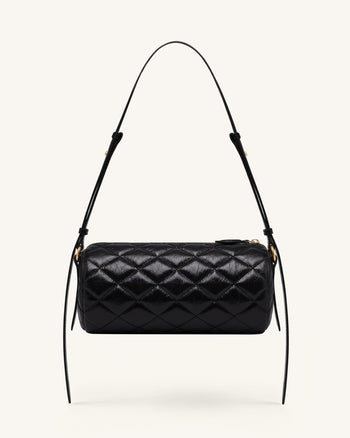 Dachshund Quilted Chain Shoulder Bag - Black