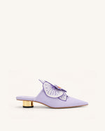 Helena Embroidery Decoration Pierced Mules - Purple