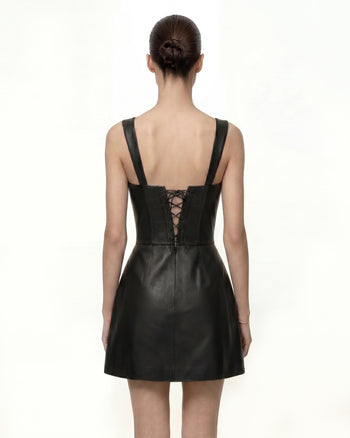 Iris Floral Print Corset Dress - Black