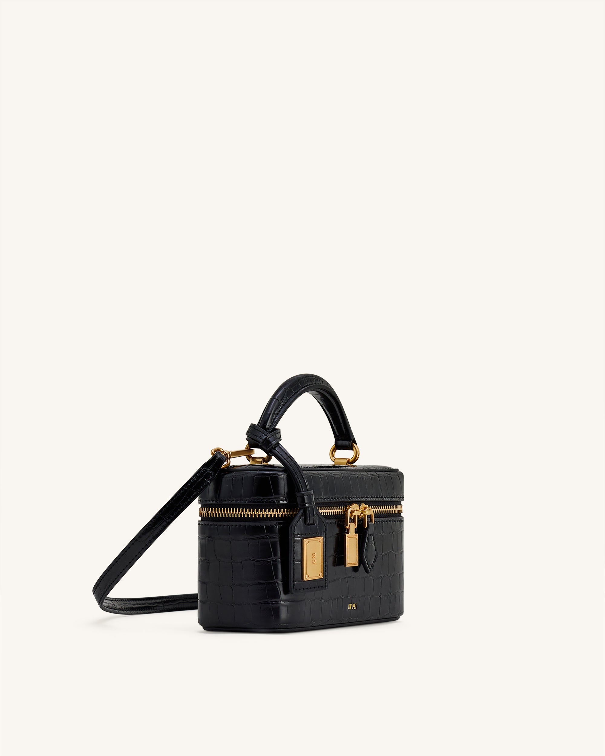 Cleo Box Shape Top Handle Bag - Black Croc – JW PEI LATAM