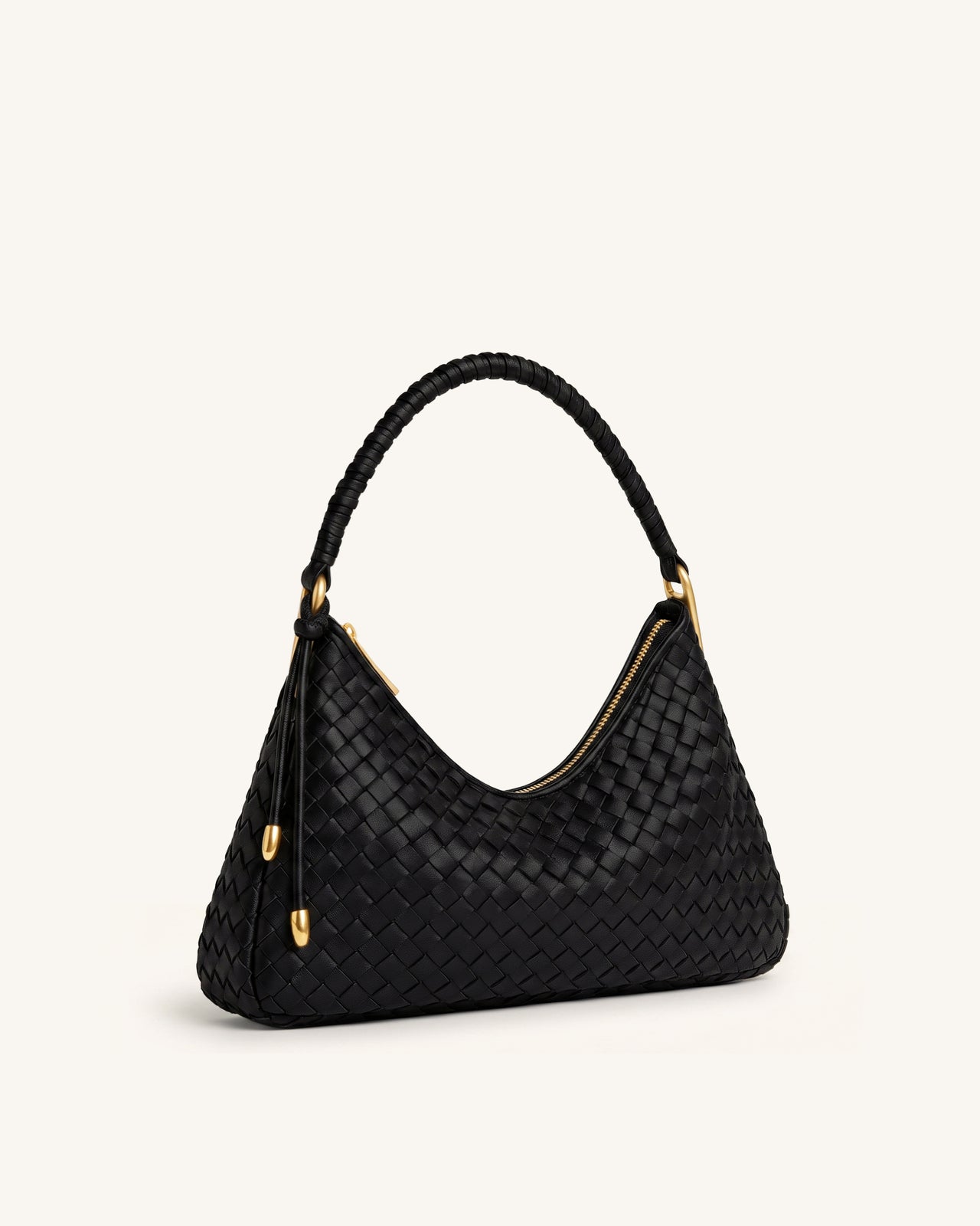 Lorena Woven Shoulder Bag - Black