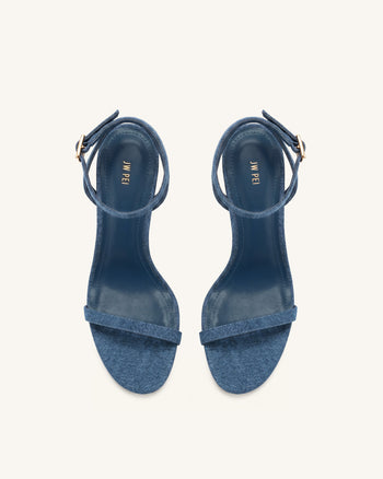 Alivia Gold Metal Heel Sandals - Denim Blue