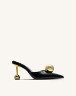 Sofia Sphere Heel Mules - Black