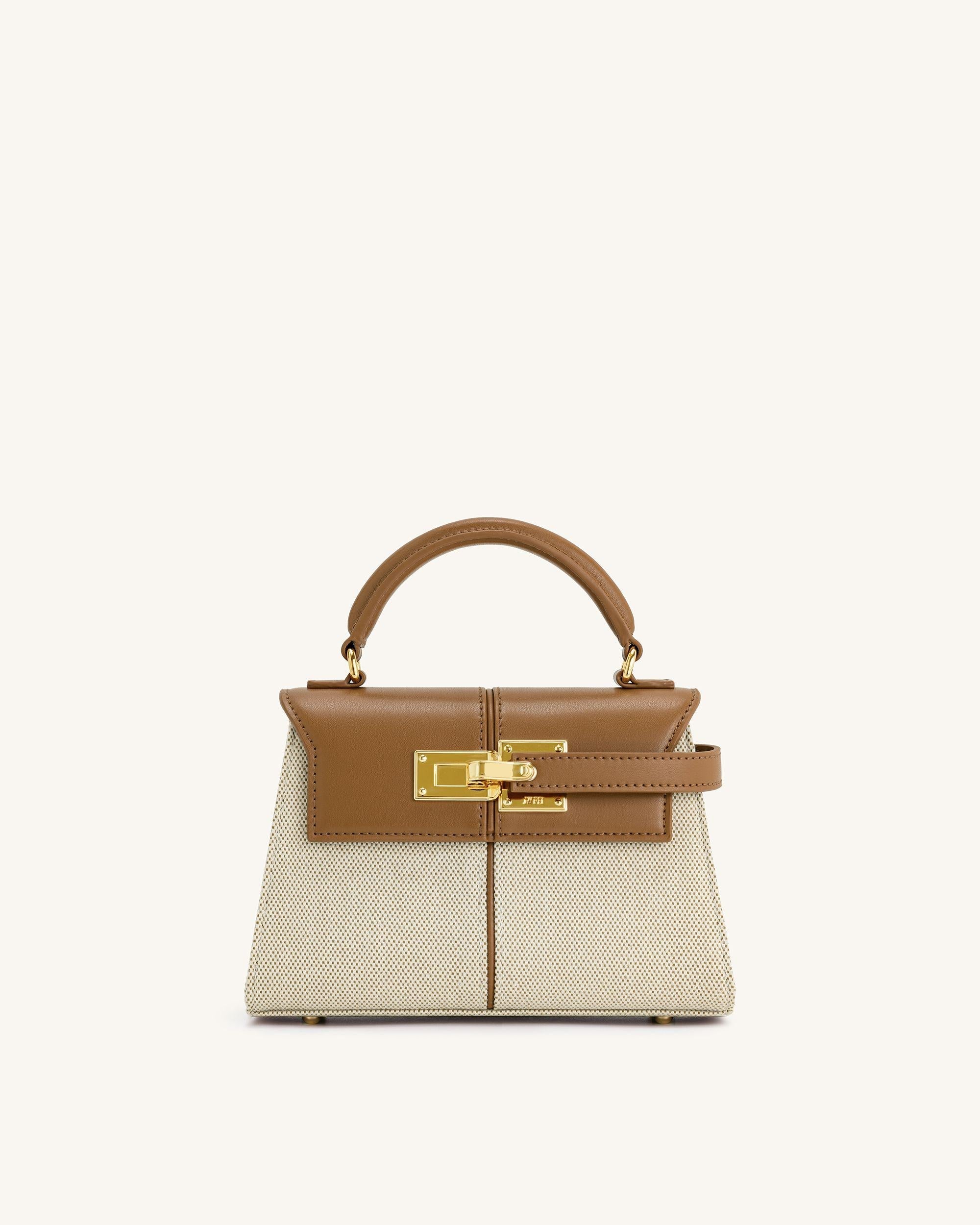 Elise Top Handle Bag - Brown Canvas - JW PEI LATAM